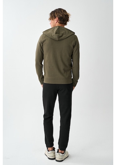 Dechers Tech Fleece Double Face Kapüşonlu Erkek Eşofman Takım E213-11 Haki