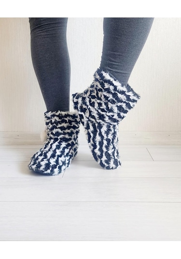 Kadın Kışlık Panduf Siyah - Beyaz