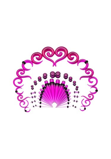 Suntek 54 Adet Akrilik Kulak Germe Kiti 14g-00g Genişletici Mor