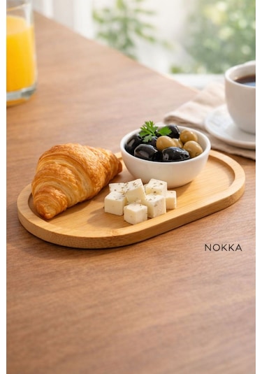 Bambu Sunumluk, Oval Tabak ,yağdanlık Altı 12x24 Cm Renksiz