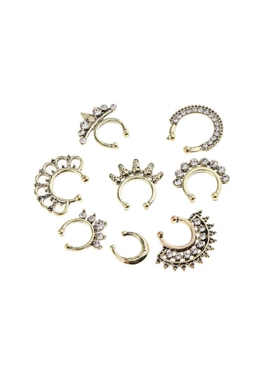 Suntek 21 Parça Kristal Sahte Septum Clicker Burun Antik-bronz Açık Mor