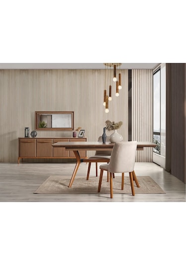 Lima Yemek Odası Takımı Yemek Masası + 4 Adet Sandalye Kahverengi