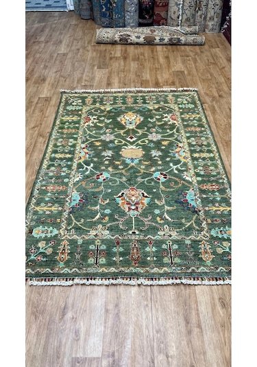 El Dokuma Afghan Halısı Yeşil