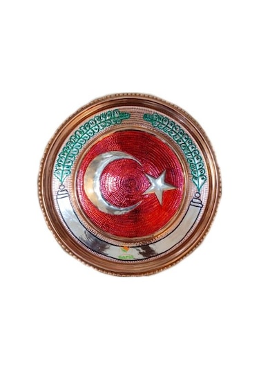Bakır Tablo Türk Bayrağı Modelli 25 Cm Ebatlı Özel El İşçiliği