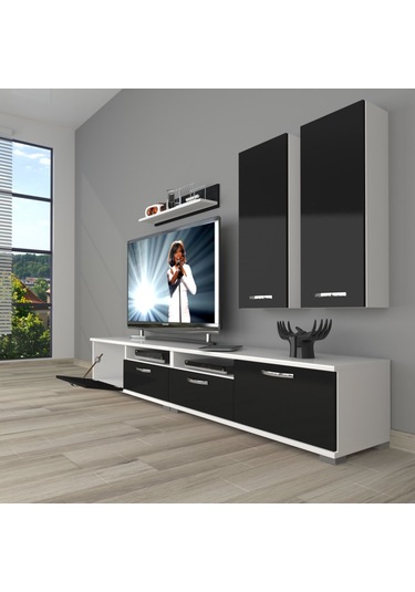 Decoraktiv Eko 5200d Mdf Tv Ünitesi Tv Sehpası Beyaz - Siyah