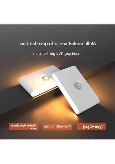 Didadodo Akıllı Hareket Sensörlü Duvar Tipi Gece Lambası 4 Beyaz, 4 Adet Led, Uzaktan Kontrol Edilebilir Beyaz