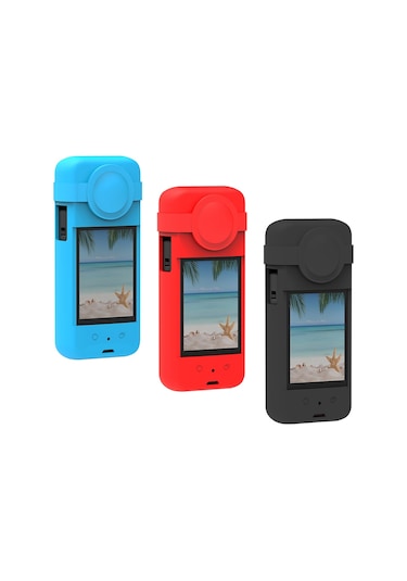 Insta360 X3 Puluz Lens Kapaklı Silikon Koruyucu Kılıf İçin Siyah