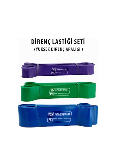 Powerband Direnç Lastiği ve Egzersiz Bandı Yüksek Direnç Seti 3 A