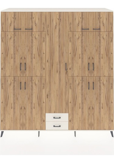 Kronos Dolap 10 Raflı 2 Çekmeceli 4 Askılı 220x59x243 Aytaşı-çam/aytaşı Atlas Çam/aytası