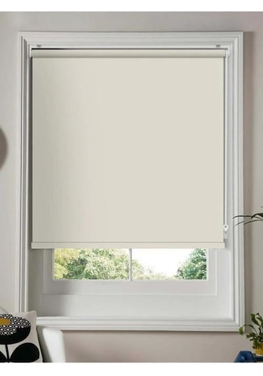 Krem Mat Stor Perde Etek Dilimsiz Güneşlik Perde Güneşlik Stor Perde Krem