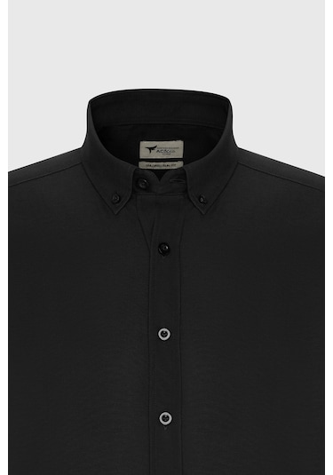 Ac&Co / Altınyıldız Classics Erkek Sıyah Tailored Slim Fit Dar Kesim Düğmeli Yaka Oxford Gömlek Sıyah Siyah Ac&Co / Altınyıldız Classics Erkek Sıyah Tailored Slim Fit Dar Kesim Düğmeli Yaka Oxford Gömlek Sıyah Siyah