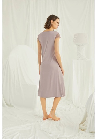 Monamise Kadın Vizon Kısa Kollu Gecelik 18436 Vizon