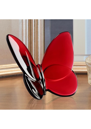 Suntek Magideal Kristal Kelebek Heykelcik Kitaplık Ev Masası Kırmızı