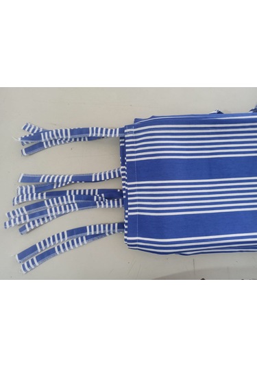 Ceylan Home Balkon Perdesi Bağcıklı Ölçü Seçenekli Mavi İnce Çizgili Mavi