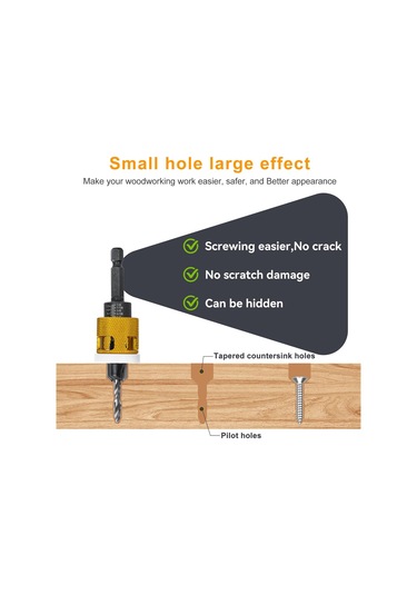 Xurunkeji 5 Adet Düşük Sürtünmeli Derinlik Durduruculu Havşa Matkap Ucu Seti, 10 Adet Yedek Hss Matkap Ucu, Ayarlanabilir Derinlik Durdurucu