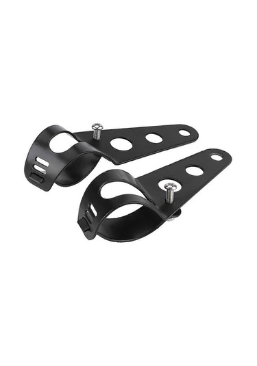 1 Çift Paslanmaz Çelik Motosiklet Far Braketi Evrensel Montaj Standı Desteği Siyah