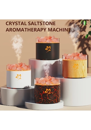 Techbloom Beyaz Rose Cicek Yedi Renkli Tuz Tas Koku Difuzoru Nemlendirici Esansiyel Yag Yok Yumusak Sis