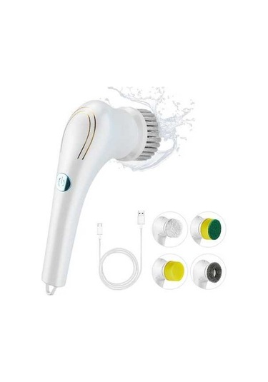 Novahub 5 Fırça Başlıklı Şarjlı Temizleyici - Beyaz, Yer, Banyo, Mutfak İçin Multifonksiyonel Beyaz