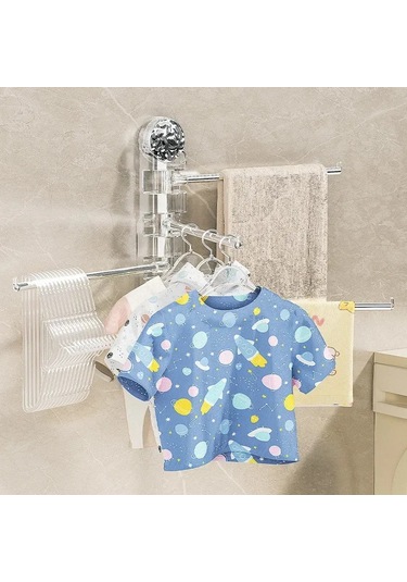 Reedark Banyo İçin Paslanmaz Çelik Döner, Delme Yok Suctionlı Mutfak Havlu Rakası, Çok Amaçlı Duvar Takıklı Depolama Rakası Transparan Gri, 2 Çubuk Diğer