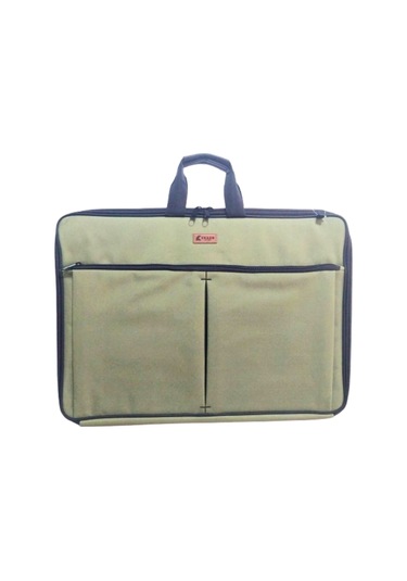 Askılı, Fermuarlı 50x70 Resim Çantası Su Geçirmez Ketenli Kumaş 55x75 Proje Çantası Körüklü Çift Bölme Haki