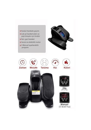 Vibrolegs Eliptik Kondisyon Bisikleti - Egzersiz Aleti - Esnek Ta Siyah