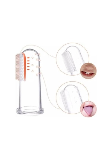 Bebek Damak Kaşıyıcı Fırça Bebek Diş Fırçası Silikon Parmak Fırça Şeffaf