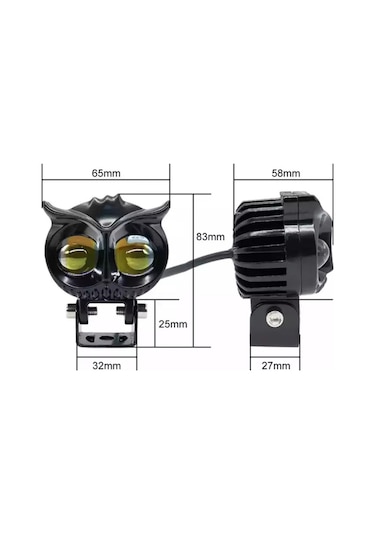 Baykuş 60W Metal Çalışma Lambası Sis Farı Çift Renk Araç Motosiklet Off Road Led Beyaz - Sarı 1 Adet