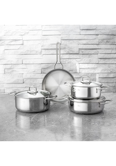 Jumbo Web New Lyon 7 Parça Çelik Tencere Seti Gümüş