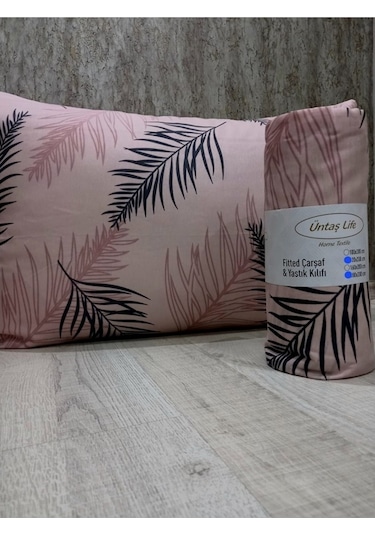 Üntaş Life Çift Kişilik Lastikli Çarşaf + Yastık Kılıfı Somon 2 Adet