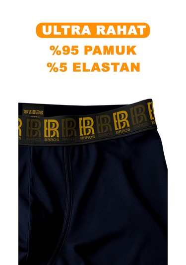 Maksfd Erkek 6 Lı Pamuklu Boxer Set Rahat Ve Esnek İç Giyim Erkek Boxer- Brros Modeli Lacivert