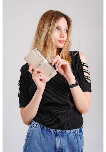 Just Polo Kadın Kilit Detaylı Cüzdan 1001mh Krem