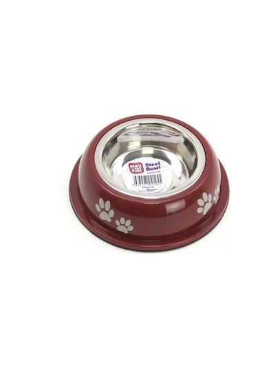 Playfull Pati ve Kemik Desenli Plastik  Çelik Mama ve Su Kabı Kau