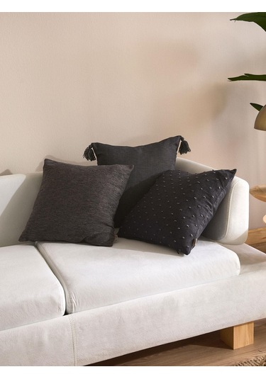 Noir Blend 3'lü Kırlent Kılıf Seti Siyah