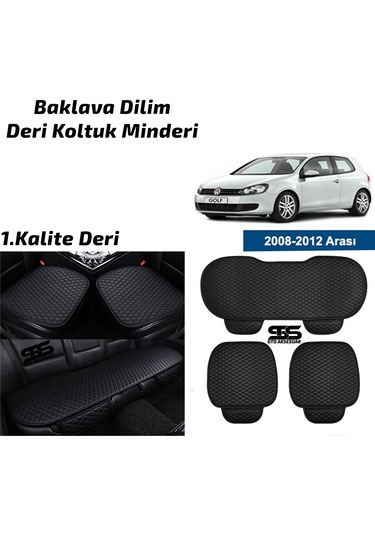 Volkswagen Golf 6 2008-2012 Siyah Deri Oto Koltuk Minderleri