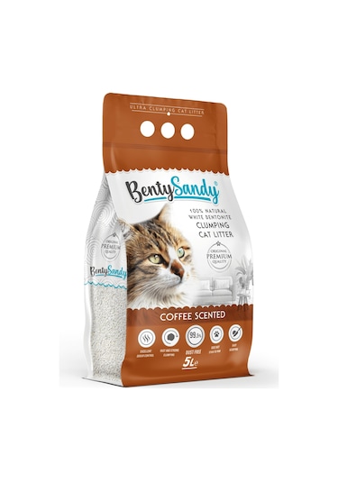 Bentysandy Kahve Kokulu Topaklaşan Bentonit Kedi Kumu 2 x 5 L