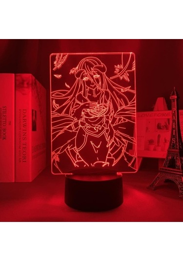 Goldenqian Anime Led Işık Derebeyi Albedo Yatak Odası Dekoru Için Gece Lambası Manga Doğum Günü Hediyesi Odası 3d Gece Lambası Derebeyi 7s051k Siyah