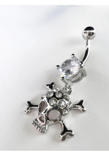İ&beauty Göbek Köprüsü Kafatası Piercingi 434108160 Gümüş