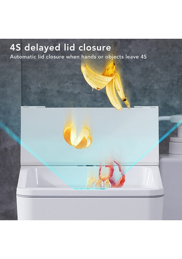 Qfdr Akıllı Çöp Kovası, Otomatik Açılır, İndüksiyona Duyarlı Beyaz