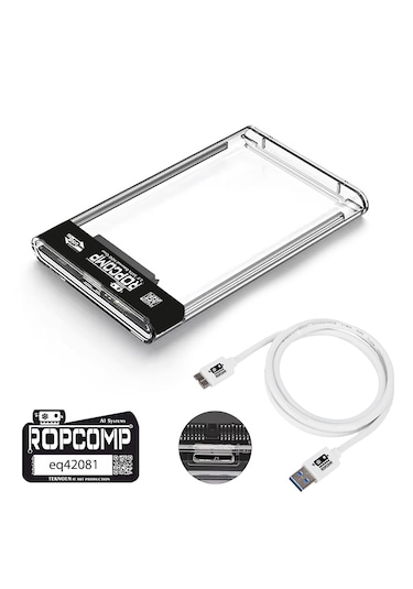 Ropcomp 2.5" Usb 3.0 Sata Harici Harddisk Kutusu Şeffaf