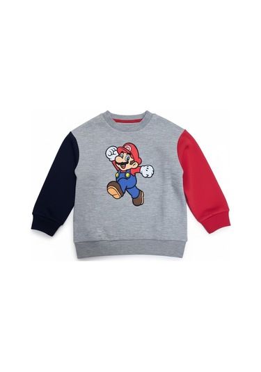 Mario Kışlık Erkek Çocuk Sweatshirt Gri
