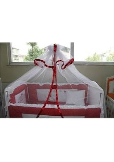 Hugoy Bebek beşik cibinliği ve demiri, cibinlik, tül,demir kırmız