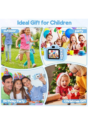 Springsun Çocuklar İçin Eğitici Mini Dijital Kamera - Yüksek Çözünürlüklü Çift Kameralı, Fotoğraf/video/ Oyun Özellikli, Kelebek Mavisi X5s
