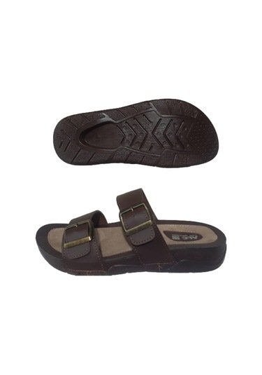 Alc Eren Erkek Kahve Çift Tokalı Ortopedik Taban Günlük Terlik Kahverengi