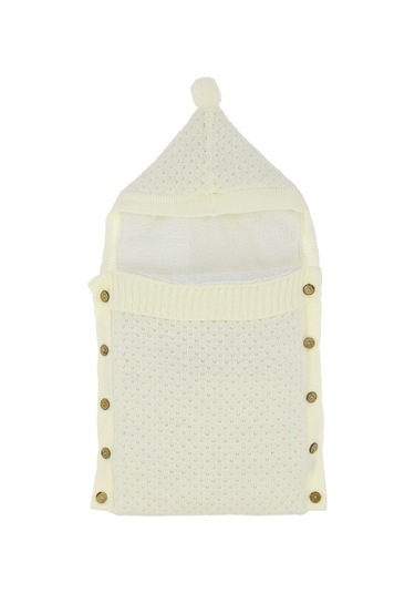 Kabartma Desenli Triko Kundaklı Battaniye Ekru