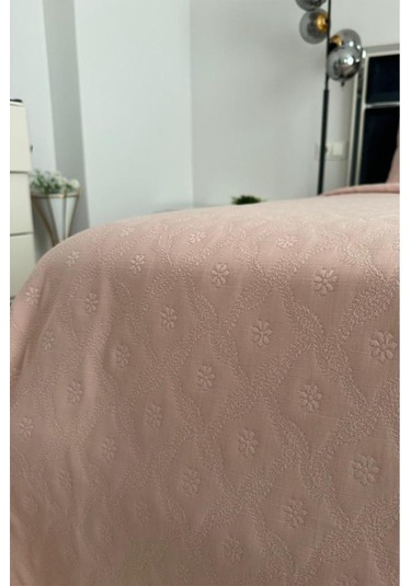Powderlove 2 Parça Tek Kişilik Yatak Örtüsü 180x235 Cm Pudra Pudra