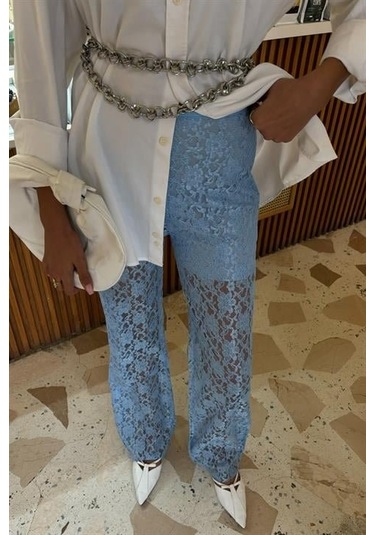 Munn Collection İçi Astarlı Dantel Pantolon 0081 Mavi