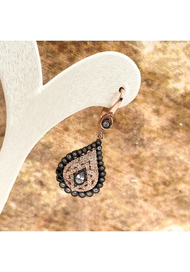 Elmas Montür Rosegold Damla Gümüş Set Takım - Lvrset08 Rose Gold