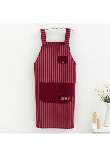 Dianziye Tam Pamuk Kişiselize Edebiyata, Mutfakta, Çalışırken Koruma Sağlar - Unisex Kore Stili Apron Bordo Diğer