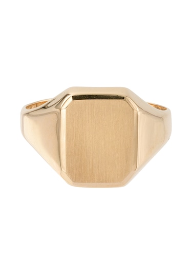 14 Ayar Altın Dikdörtgen Plaka Serçe Parmağı Erkek Yüzük