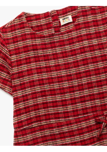 Koton Fiyonk Detaylı Ekoseli Kırmızı Kız Çocuk Elbise 6wkg40031aw Kırmızı